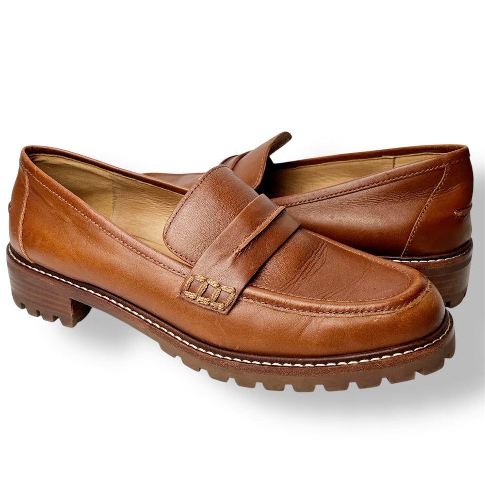 Madewell Chestnut Brown Leather Lug Sole Loafers